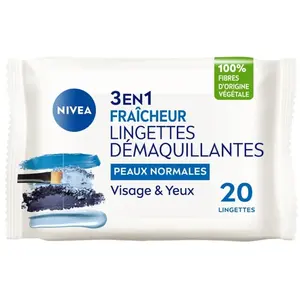 NIVEA Lingettes démaquillantes fraîcheur - Peaux normales - 20 unités pas cher