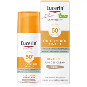 Comparateur de prix : Eucerin Huile Protection Solaire toucher sec gel-crème couleur SPF50+ #medium