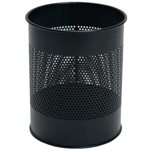 Comparateur de prix : DURABLE Corbeille à papier métal ajourée 15 litres noir Diam 26 x H31,5 cm