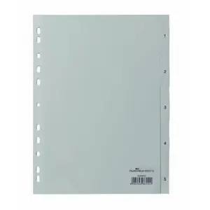 Comparateur de prix : Durable 650510 1 Jeu de 5 Intercalaires avec Onglets imprimés A4 Gris