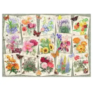 Puzzle 1000 pièces - Affiches de fleurs du jardin - Ravensburger pas cher