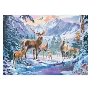 Ravensburger Puzzle 1000 pièces : Chevreuils et cerfs en hiver pas cher