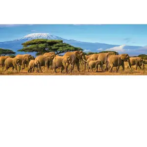 Nathan Puzzle 500 pièces panoramique : Troupeau d’éléphants pas cher