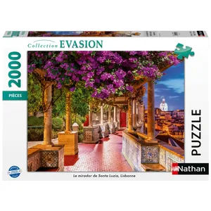 Ravensburger Nathan puzzle 2000 p  le mirador de santa luzia, lisbonne 12001534 pas cher