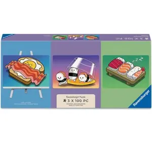Ravensburger Minipuzzle Trio, 100 pièces - Petit-déjeuner, déjeuner et dîner Kawaii pas cher