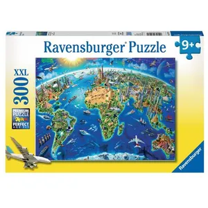 Puzzle 300 pièces XXL Ravensburger Carte des monuments du monde pas cher