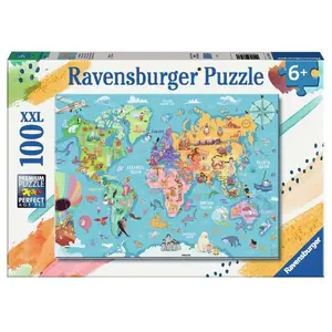 Puzzle Ravensburger XXL La carte du monde 100 pièces TU pas cher