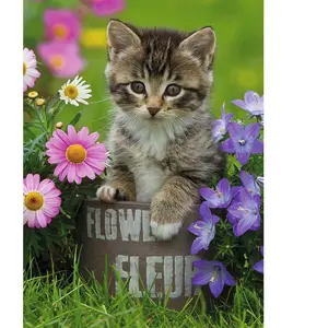 Puzzle XXL 100p Chaton parmi les fleurs - RAVENSBURGER - Animaux - Enfant - 100-200 pièces pas cher