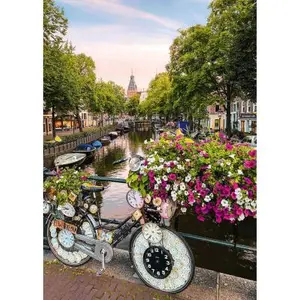 Ravensburger Puzzle 1000 Pièces - Vélo et Fleurs à Amsterdam, Détente et Plaisir - Neuf pas cher