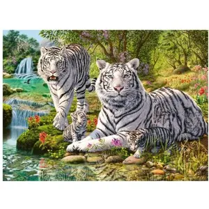 Puzzle 500 pièces Ravensburger Famille de tigres blancs pas cher