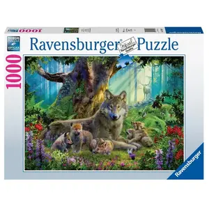 Puzzle Ravensburger - Famille de loups dans la forêt, 1000 pièces pas cher