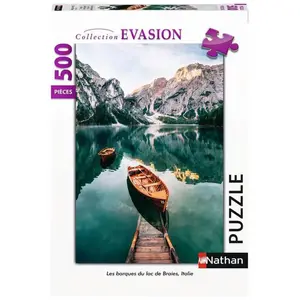 Puzzle Nathan Les barques du lac de Braies Italie 500 pièces pas cher
