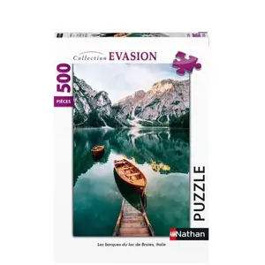 Puzzle 500 pièces Nathan Les barques du lac de Braies pas cher