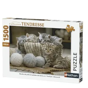 Puzzle 1500 pièces Nathan Boules de poils et pelotes de laine