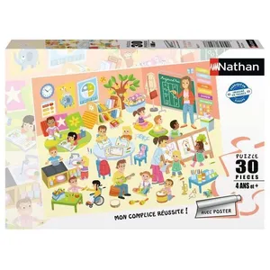 Nathan Puzzle éducatif 30 pièces : Une journée à l'école pour enfants - Neuf