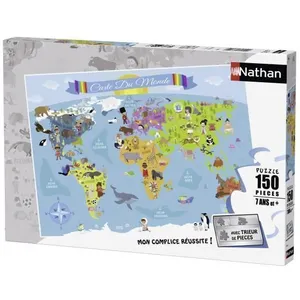 Puzzle enfant Nathan - Carte du monde - 150 pièces - A partir de 7 ans pas cher