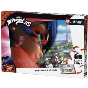 Puzzle Ladybug 60 pièces Nathan pour enfant dès 6 ans avec trieur de pièces à 3 compartiments pas cher