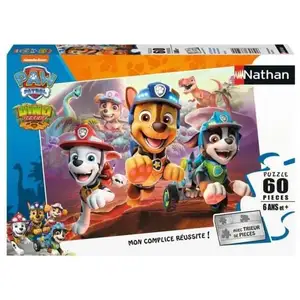 Comparateur de prix : Nathan Puzzle 60 pièces : La Pat'Patrouille à la rescousse des dinosaures