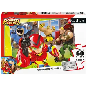 Nathan PUZZLE 60 PIECES POWER PLAYERS : PRETS POUR L'ACTION pas cher