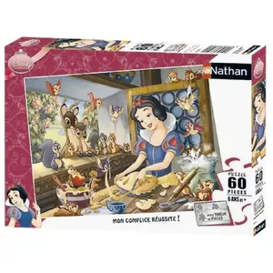 Comparateur de prix : Nathan Disney Puzzle 60 Pieces - Blanche-neige Fait De La Pâtisserie - Des 6 Ans