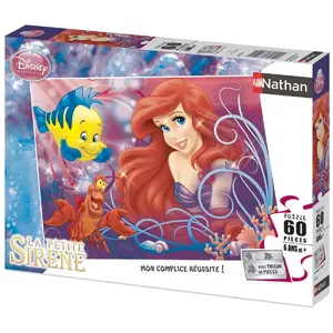 Puzzle 60 pièces Nathan Jolie petite sirène Disney Ariel pas cher