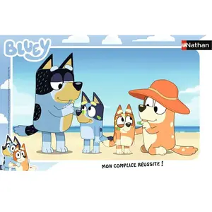 NATHAN - PUZZLE ENFANTS - CADRE 15 PIECES - BLUEY A LA PLAGE - FILLE O pas cher