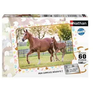 Comparateur de prix : Nathan - Puzzle enfants - 60 pièces - Maman et bébé cheval - Dès 6 ans - Animaux - 86167