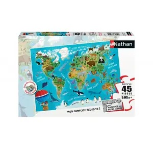 Puzzle Nathan Carte du monde des animaux 45 pièces pas cher