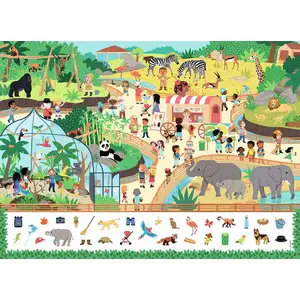 Puzzle enfant 45 pièces Nathan Au zoo Cherche et trouve pas cher