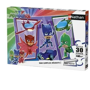 Puzzle 30 pièces Nathan Les Pyjamasques et leurs super véhicules pas cher