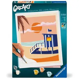 Comparateur de prix : Ravensburger CreArt - 24x30 cm Peinture au numero Motif Plage Cottage