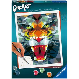 Comparateur de prix : CreArt Tigre polygonal 24x30 cm - Peinture par numéros Dès 12 ans Ravensburger - 23514