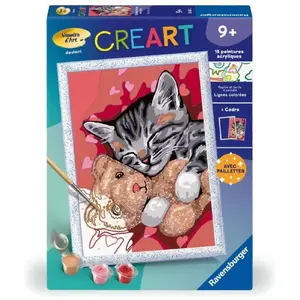 Comparateur de prix : Ravensburger CreArt Kids 18x24cm : Chaton et son nounours