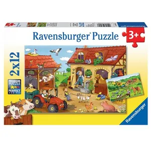 Ravensburger Puzzles éducatifs 2x12 pièces sur le thème de la ferme pour enfants - Neuf pas cher