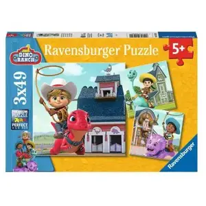 Ravensburger Puzzles 3 x 49 pièces : Dino Ranch : Jon, Min et Miguel Coloris Unique pas cher
