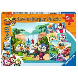Puzzles 3 x 49 pièces Ravensburger Emotions fortes en équipe Top Wing pas cher