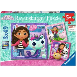 Comparateur de prix : Ravensburger Puzzles 3 x 49 pièces Gabby's Dollhouse L'heure de jouer avec Gabby