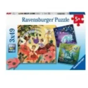 Puzzle enfant 3x49 pièces Ravensburger Licorne dragon et fée pas cher