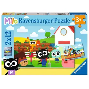 Comparateur de prix : 2 Puzzles - Ferme & Pêcheur Milo 12 Pièces  Ravensburger
