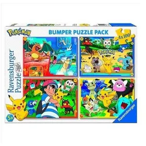 Clementoni Ravensburger- Puzzle 4 x 100 pièces Bumper Pack, Pokémon, 6929 pas cher