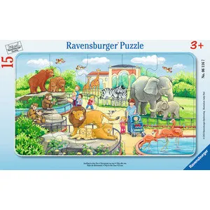 Puzzle Cadre - RAVENSBURGER - Voyage au Zoo - 15 pièces - Animaux - Blanc