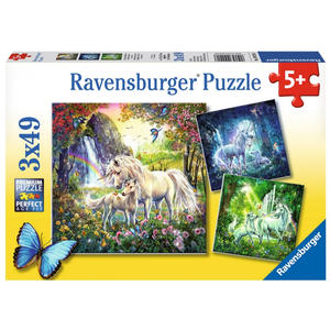 Comparateur de prix : Puzzle 49 Pièces : 3 Puzzles - Magnifiques Licornes, Ravensburger