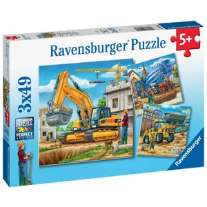 Puzzles 3 x 49 pièces Ravensburger Grands véhicules de construction pas cher