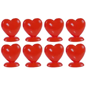 RueDeLaFete Boîte de 8 Porte-cartes Coeur en résine 5cm, Rouge pas cher