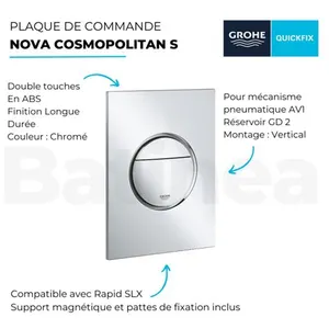 GROHE Plaque de commande Nova Cosmopolitan S , Chrome - 37601000 pas cher