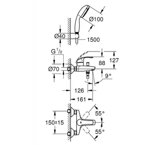 GROHE Eurosmart Mitigeur monocommande 1/2" bain/douche (3330220A)Vendu paramazon
