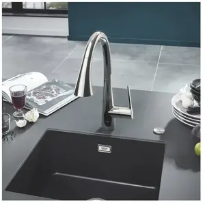 Comparateur de prix : Grohe Mitigeur cuisine Zedra 3 jets Bec haut chrome douchette extractible