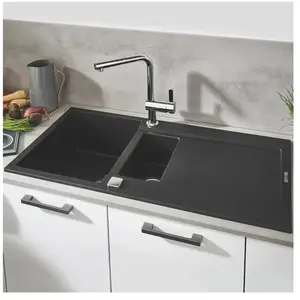 GROHE Evier composite avec égouttoir K500 1000 x 500 mm Noir Granite 31646AP0 (Import Allemagne) pas cher
