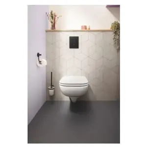 Comparateur de prix : Brosse WC et pot fixation murale, en métal noir mat et verre dépoli, Grohe Quickfix
