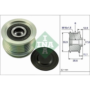 Comparateur de prix : Poulie roue libre, alternateur INA, par ex. pour VW, Audi, Skoda, Seat